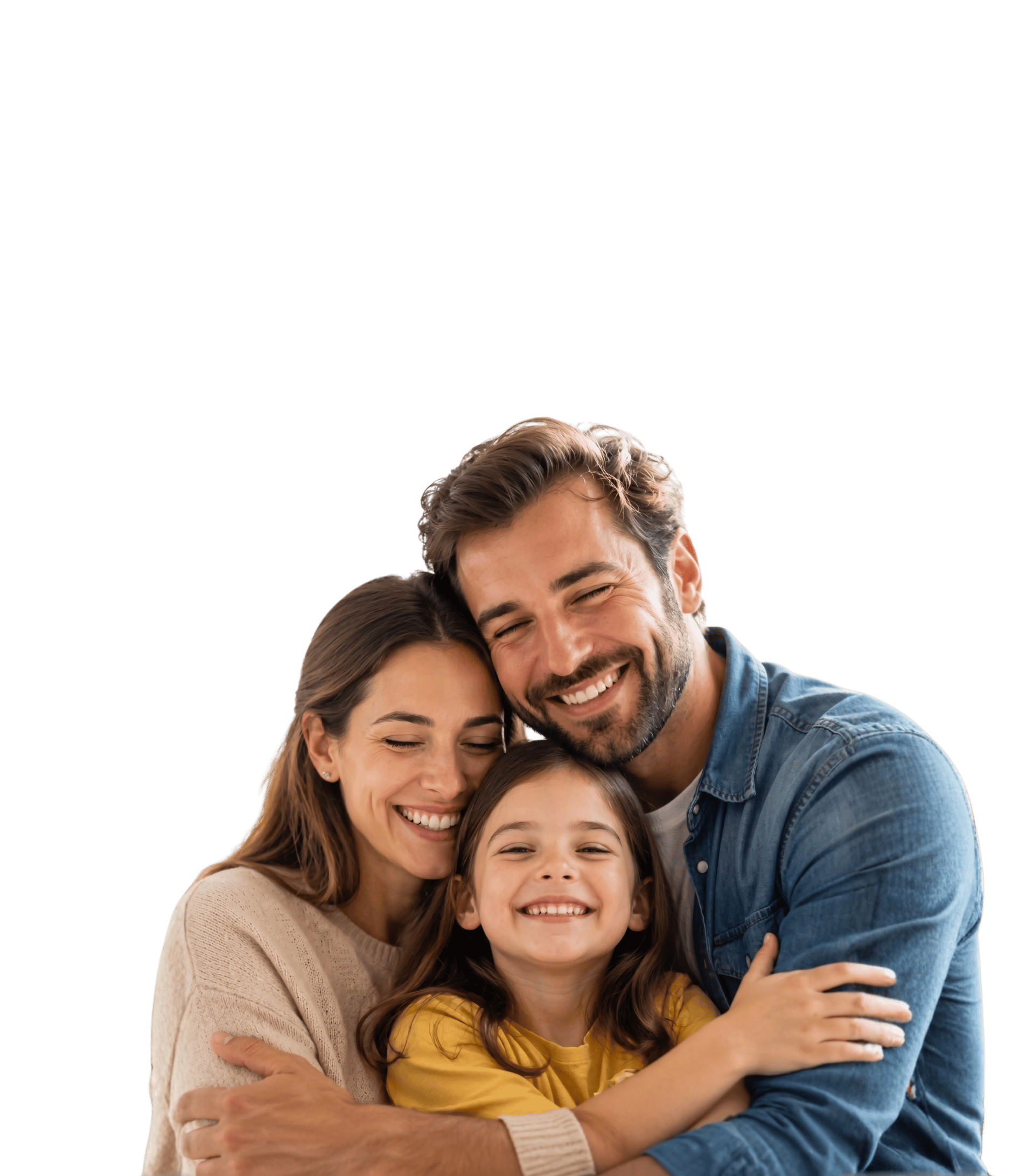 Família feliz cuidada pela Uniclin